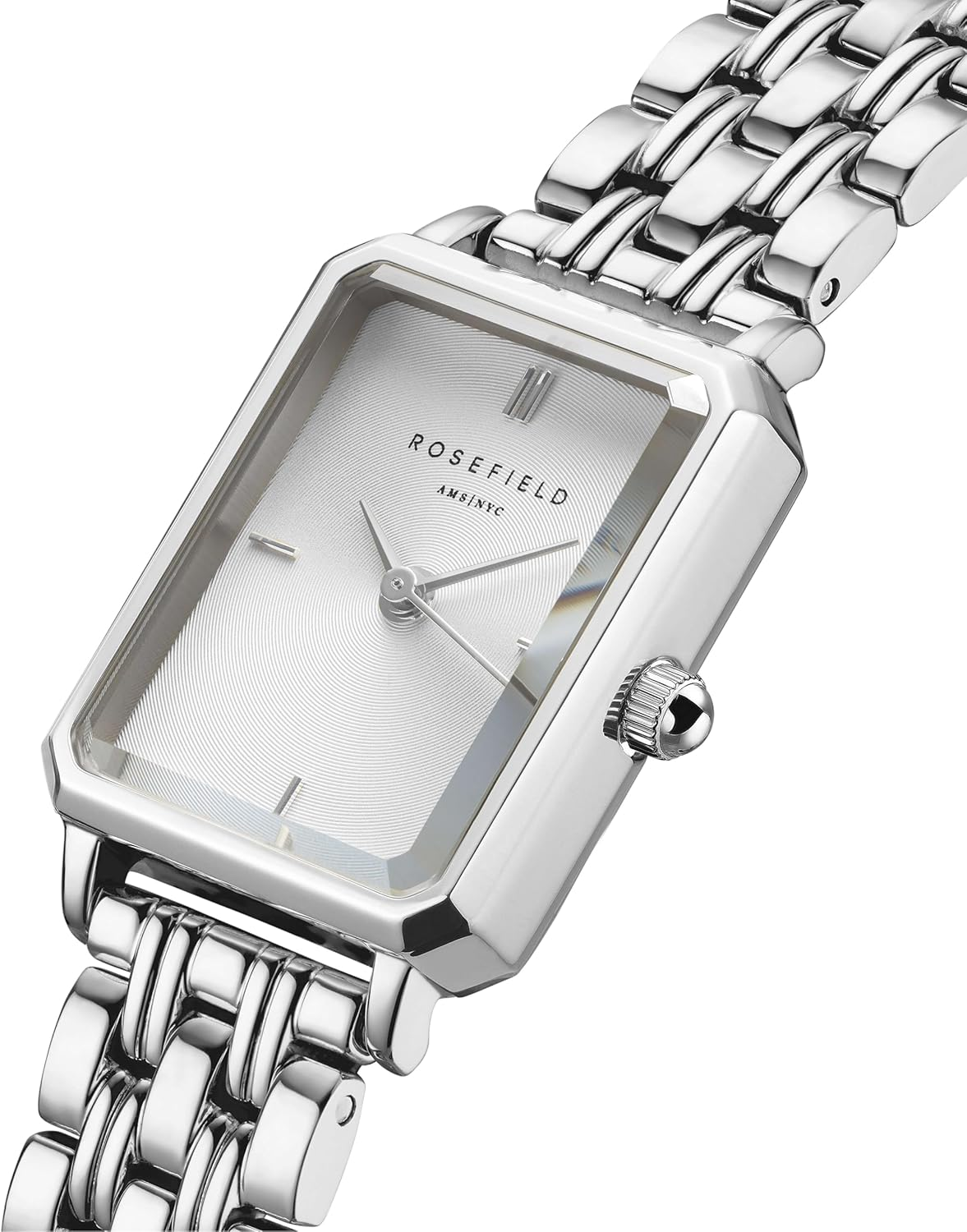 Rosefield Women'S Octagon XS White Sunray Dial Steel Silver-Tone Case and Bracelet OWGSS-O63 Dress Watch, White/Silver, 19.5X24Mm image number 2