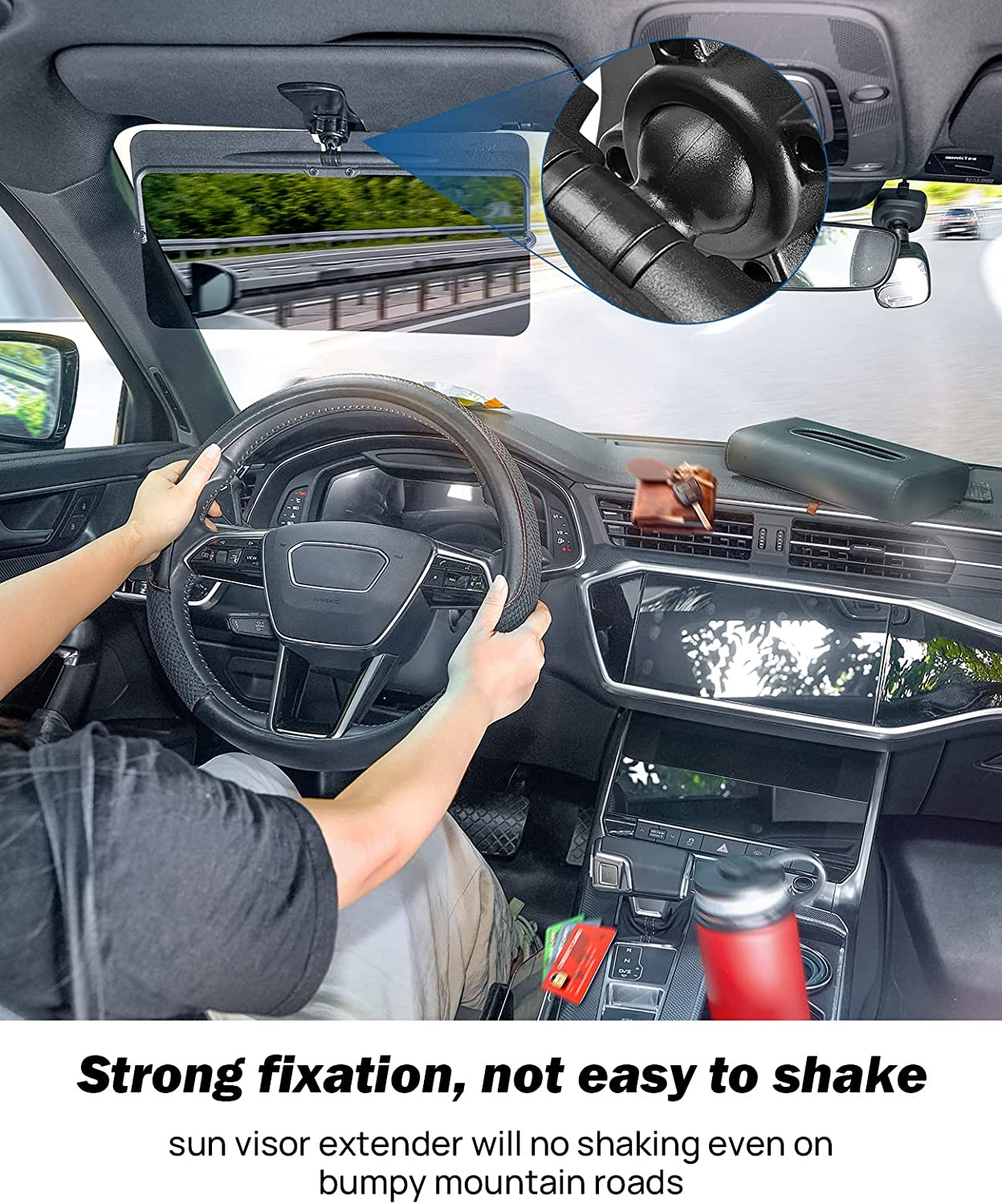 JOYTUTUS Sun Visor for Car, Universal Anti-Glare Polarized Sun Visor Extender Easy to Install, UV400 Car Visor Extension Protect from Glare/Uv Ray/Stray Light, Safe Driving for Car image number 6