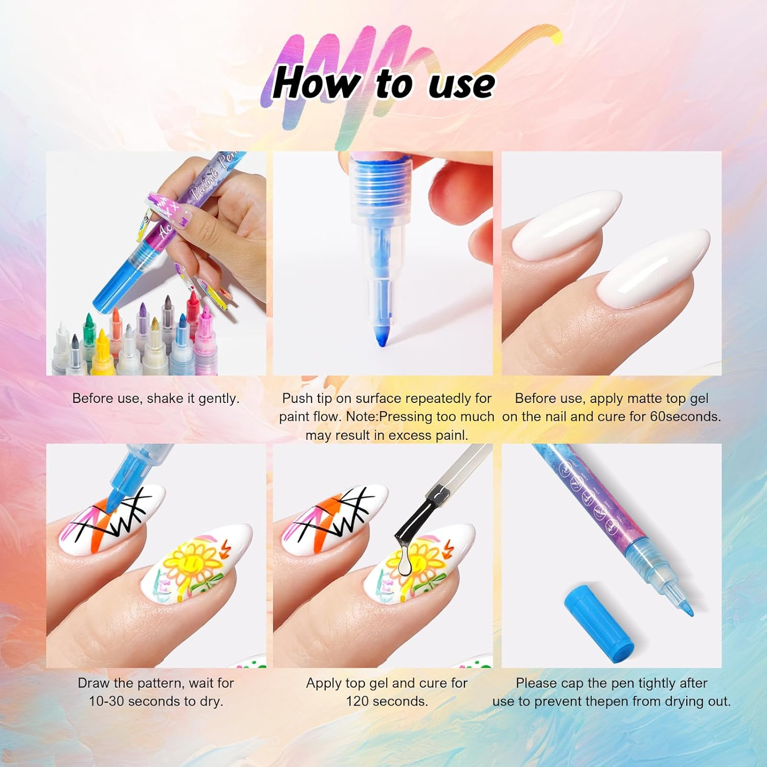 MAGIC ARMOR Nail Art Graffiti Set - 12 Color 3D Pens for Painting, Liner, Manicure Polish Tools - Drawing Brush for DIY Beauty Adorn image number 1