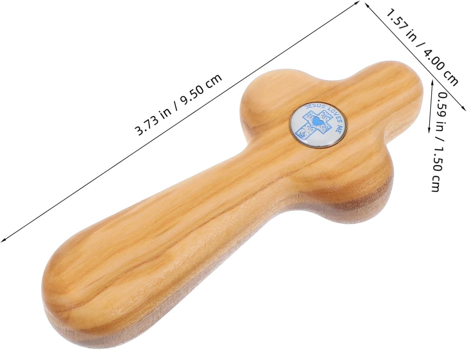 FONDOTIN Handheld Olive Wood Cross Small Portable Crucifix for Baptism Confirmation First Communion Western Cross Craft for Pocket Prayers Unique Present Option image number 2