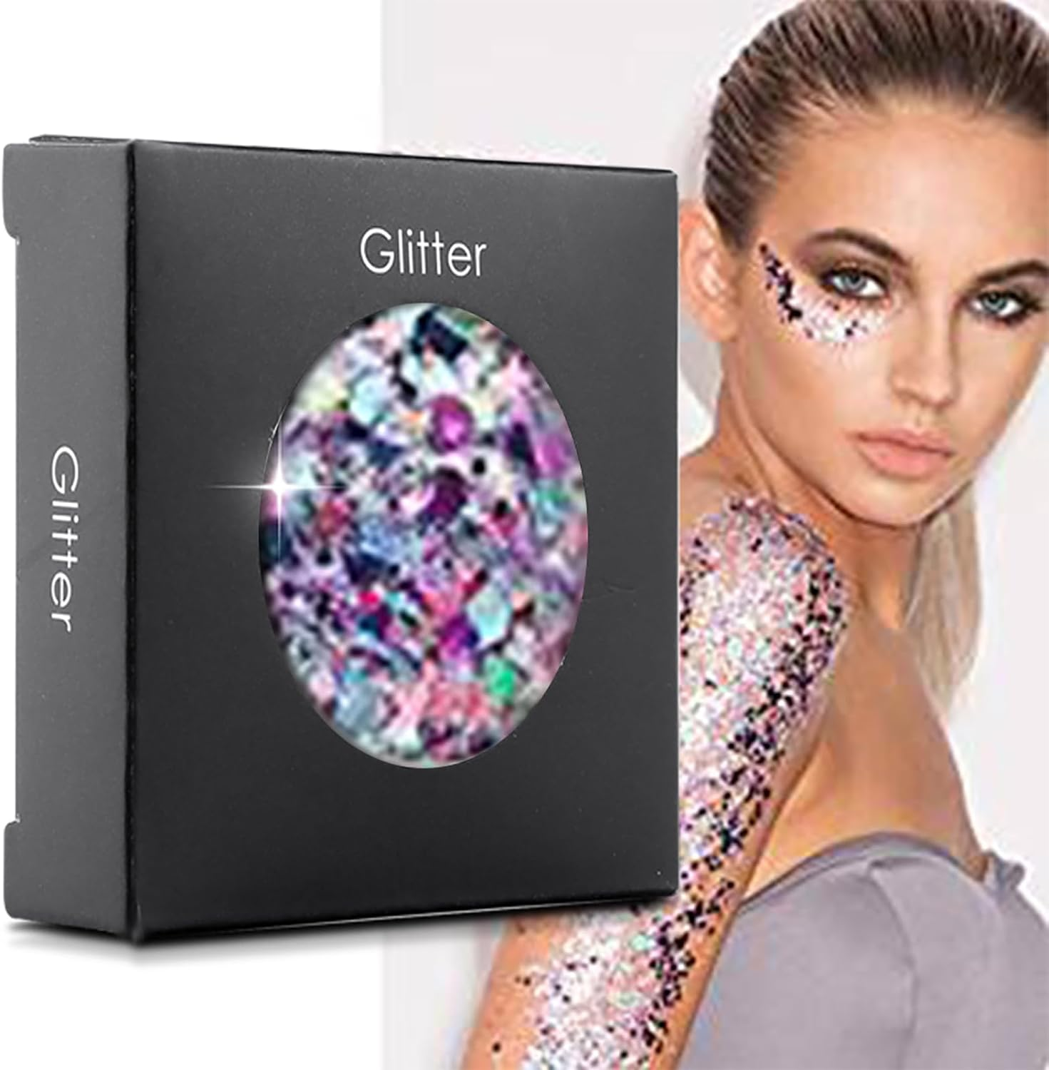 Joyeee Nail Glitter, 6Colors Chunky Holographic Glitter for Body Face, Professional Nail Art Accessory Supplies DIY at Home, Multiuse Glitter Body Tattoo Makeup for Kids Girl Party Wedding Festival image number 3