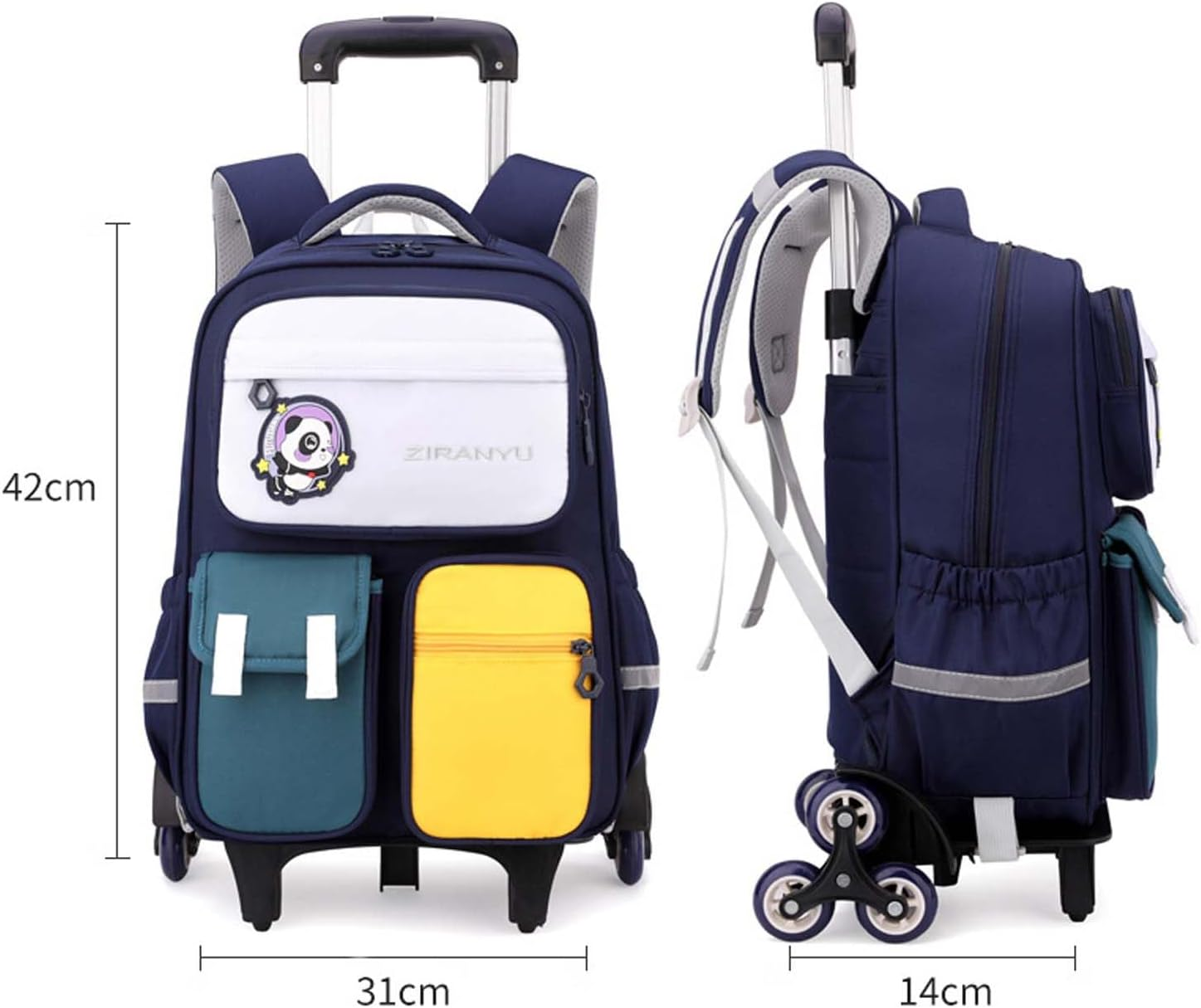 Yumenam Children'S School Backpack Trolley, Girls Boys Backpack with Wheels, Student Children'S Luggage Travel Luggage Laptop Travel Children'S Trolley Travel Suitcase, Blue, One Size image number 5