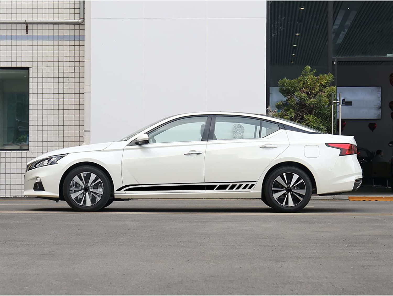 RUIANTE Sports Racing Stripe Stickers for Car Body Door Side Stripe Graphic Vinyl Decals Decoration for All Cars SUV Truck Off-Road Vehicles Universal Stickers Accessories 2Pcs (Black) image number 6