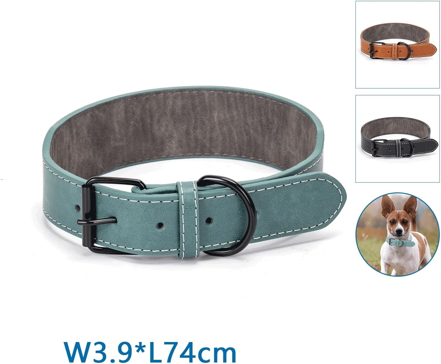Durable PU Dog Collar, Adjustable and Lightweight; Ideal for Walks, Training and Outdoor Safety.