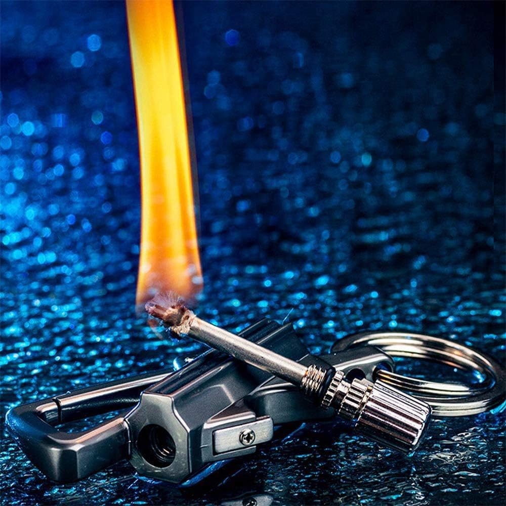 BIASTNR Permanent Metal Lighter, Lighter Keychain Outdoor, Emergency Survival Gear with Flint Metal Matchstick Fire Starter Kerosene Refillable Lighter image number 6