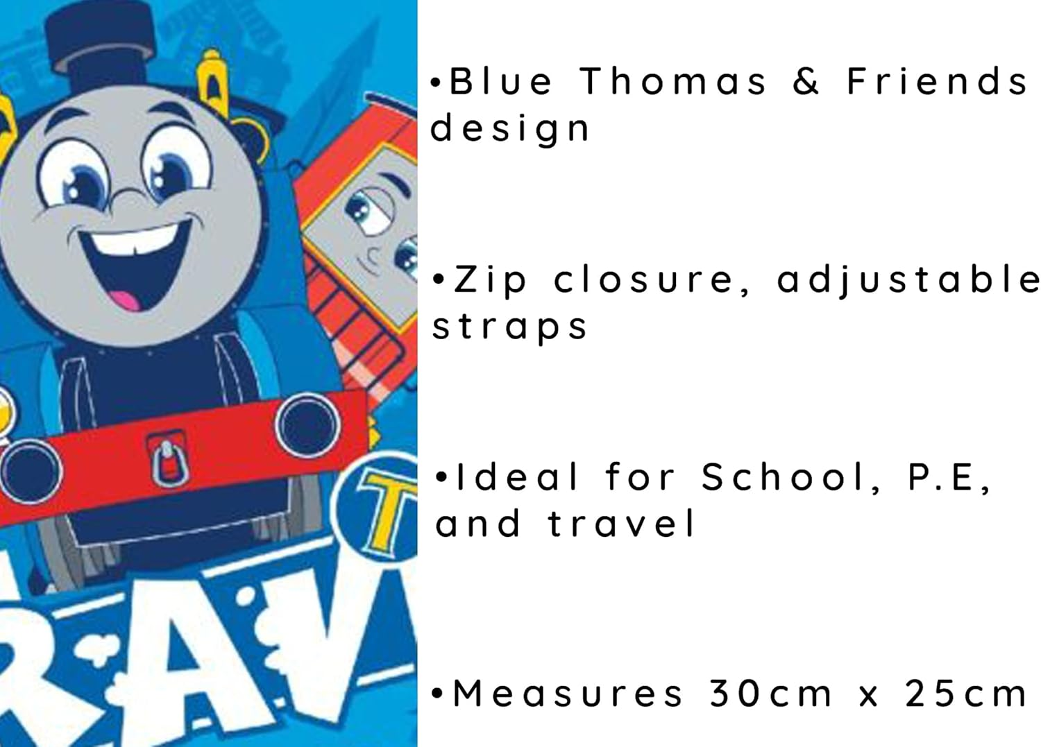 TDL Thomas the Tank Engine Backpack Kids Train Character School Bag Lunch Travel Rucksack with Side Mesh Pocket, Blue, One Size