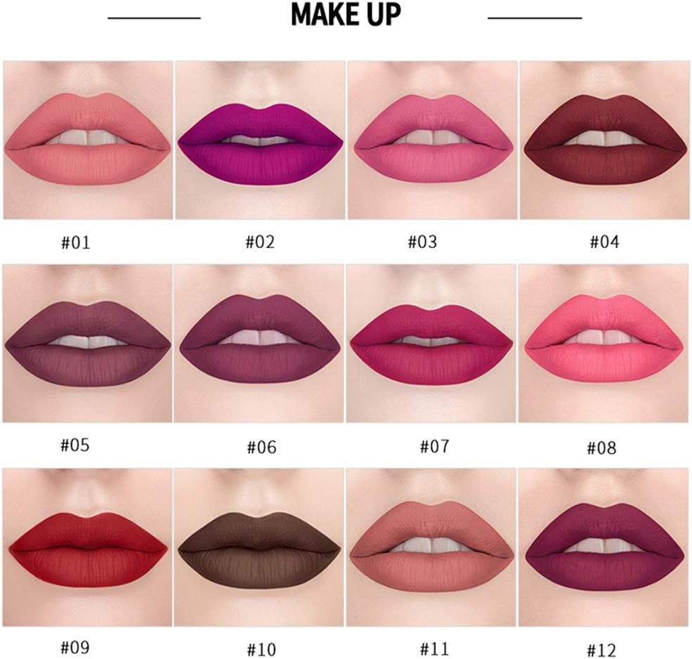 SHANGLIN Professional Matte 12 Colors Makeup Lipstick Lips Waterproof Lipstick Long Lasting Pigment Velvet Matte Lipstick Lip Matte (9#) image number 1