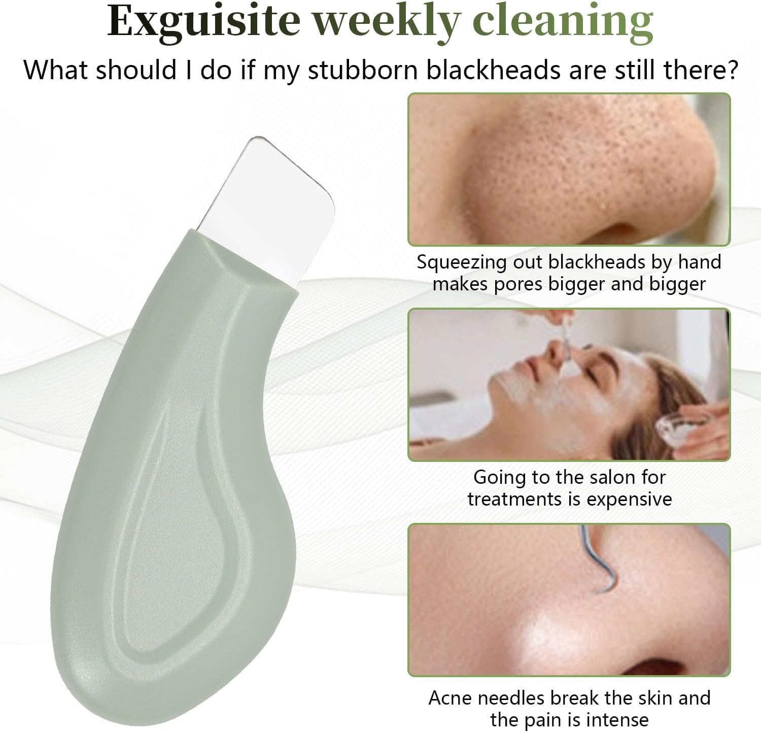 Flyanzebi Silicone Nose & Face Blackhead Remover Spatulas, 2-Pack, Green, Gentle & Effective, Deep Clean, Easy to Use & Clean image number 3