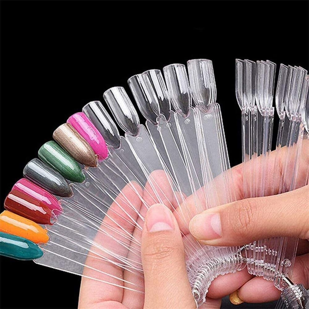 50X Nail Swatches Practice Stick Polish Card Color Display Wheel Chart Stick Tip (Clear) image number 4