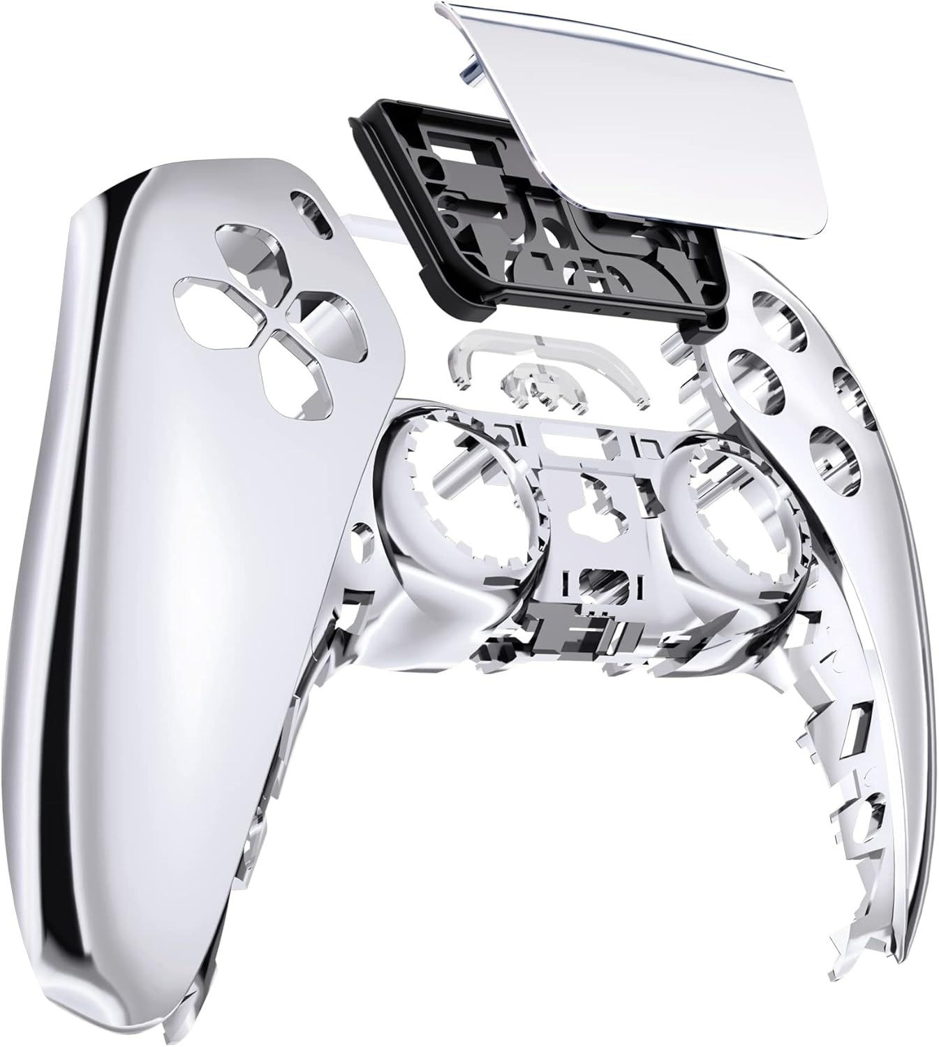 Extremerate Chrome Silver Glossy Touchpad Front Shell Compatible with P S 5 Controller BDM-010 020 030 040 050, DIY Replacement Shell Custom Touch Pad Cover Compatible with P S 5 Controller image number 5