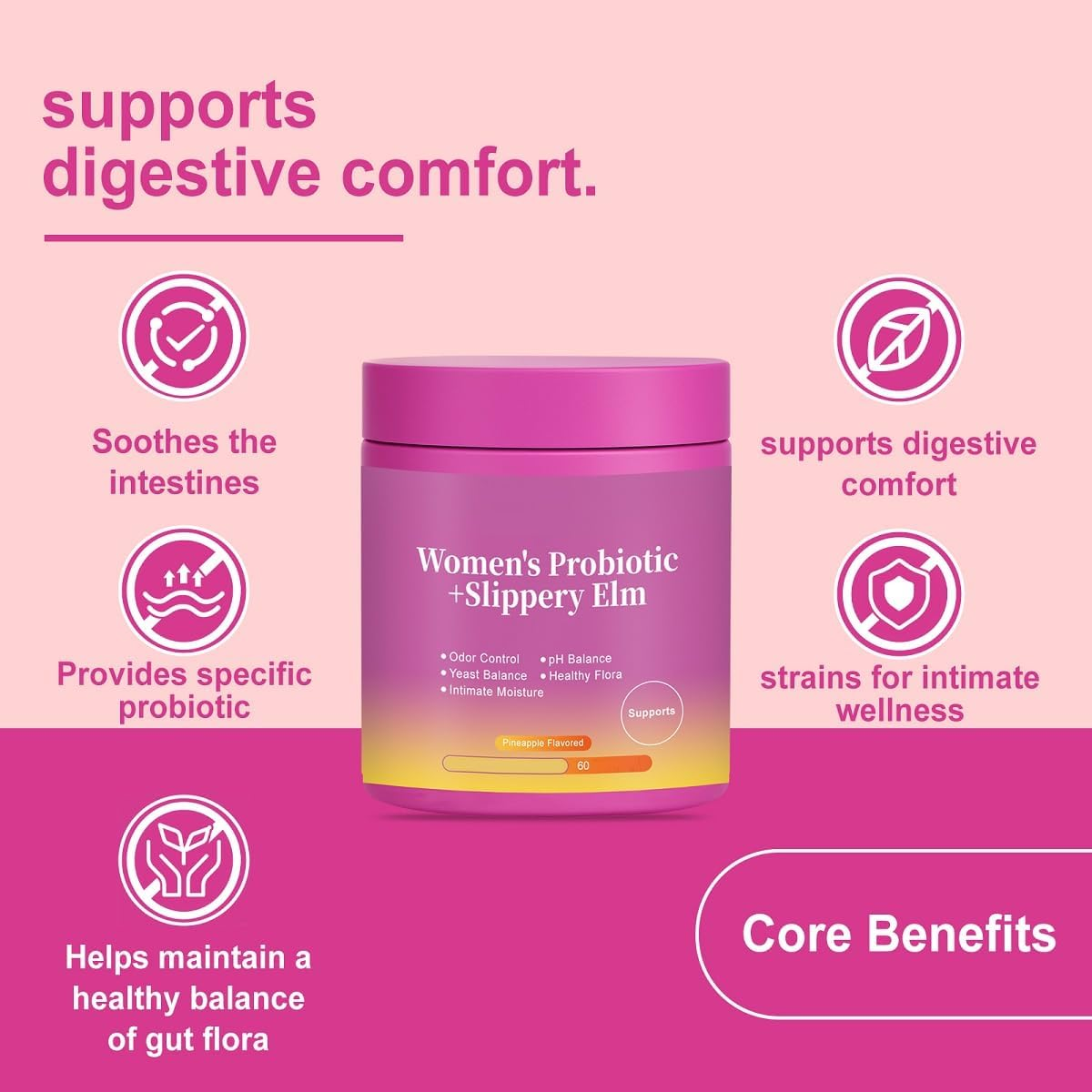 Feminine Probiotic -Supports Freshness & Ph Balance│Pineapple Flavor │ Suitablefor Daily Use by Women│60 Count,1Pcs image number 5
