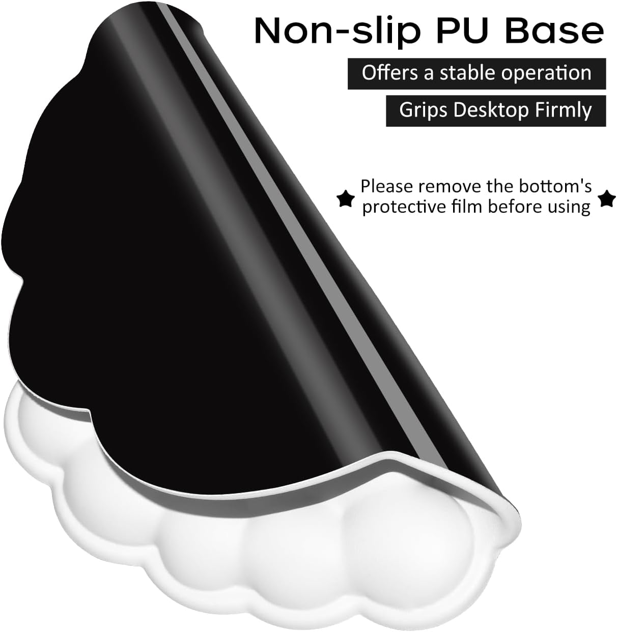 Mouse Pad Wrist Support with Leather Surface Cloud Wrist Rest Mousepad with Memory Foam Non-Slip PU Base Mouse Pad for Home Office Laptop Mac Easy Pain Relief (White) - Blue image number 2