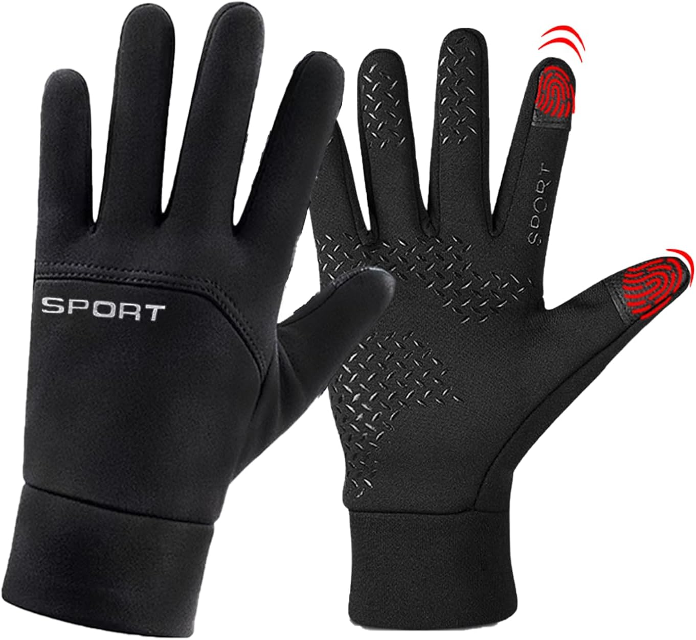 Winter Gloves Touch Screen Fingers, Anti-Slip, Water-Repellent Women Men Cycling Gloves, Perfect for Outdoor Jogging Skiing Hiking Running Black image number 1