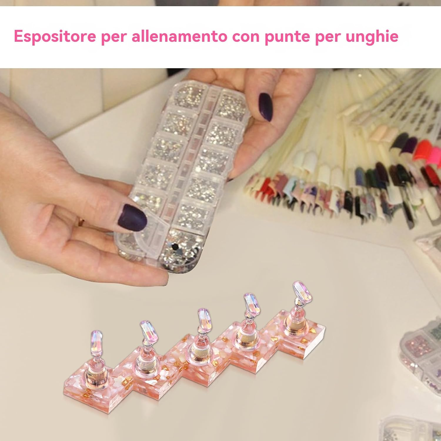 Press on Nail Holder - Magnetic Base Holder, Detachable Tips, Compact Lightweight Organizer | Reusable Display Coupler for DIY Art Practice, Design In, 03, Fare Riferimento Alla Descrizione, Please image number 6