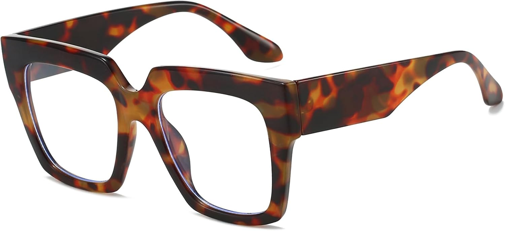 LJCZKA Oversized Square Blue Light Glasses for Women Men Computer Glasses Thick Frame anti Eyestrain for Reading, Texting & Gaming