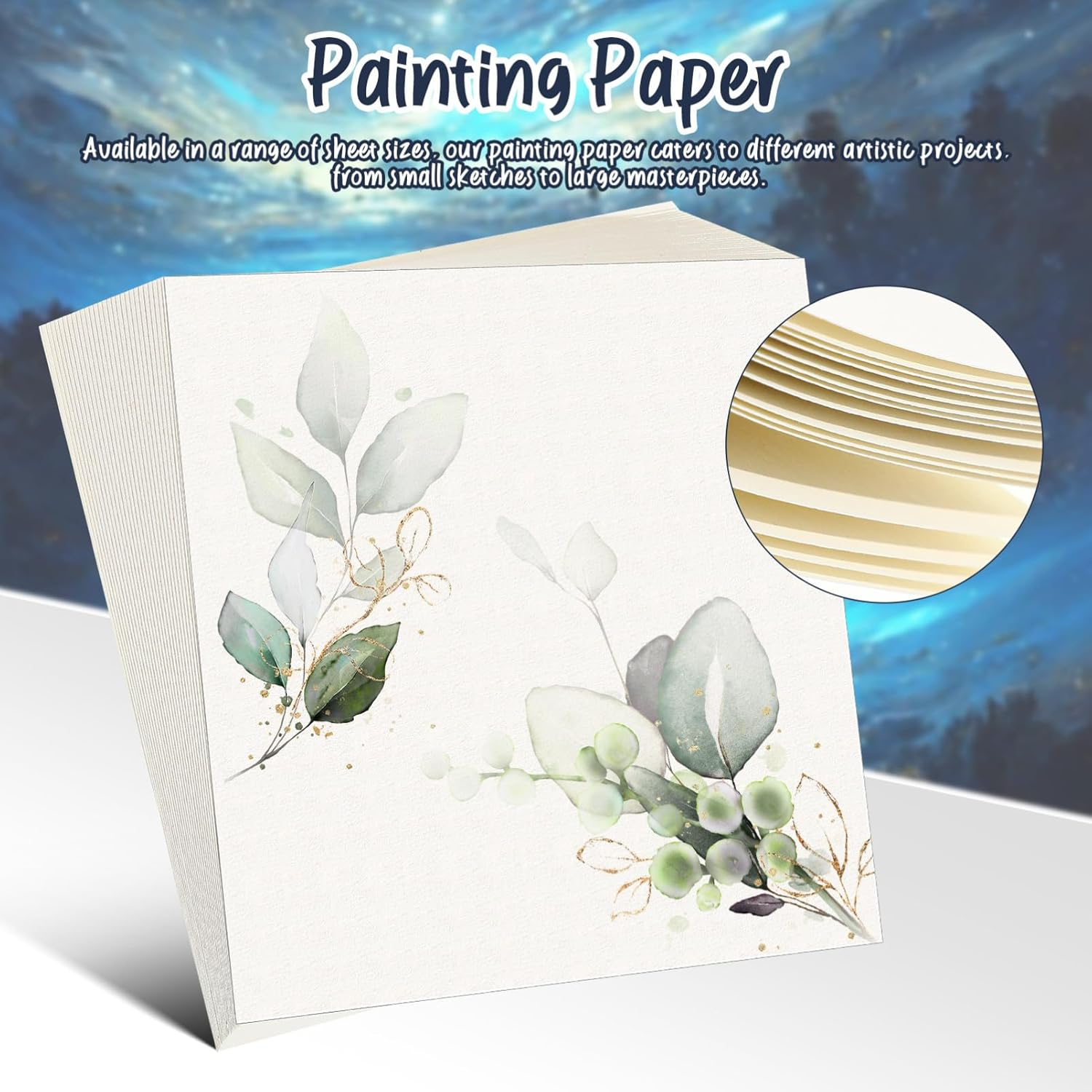 Ibasenice 55Sheets Canvas Paper for Oil Painting Watercolor and Drawing Fine Texture Multiple for Artists and Craft Projects
