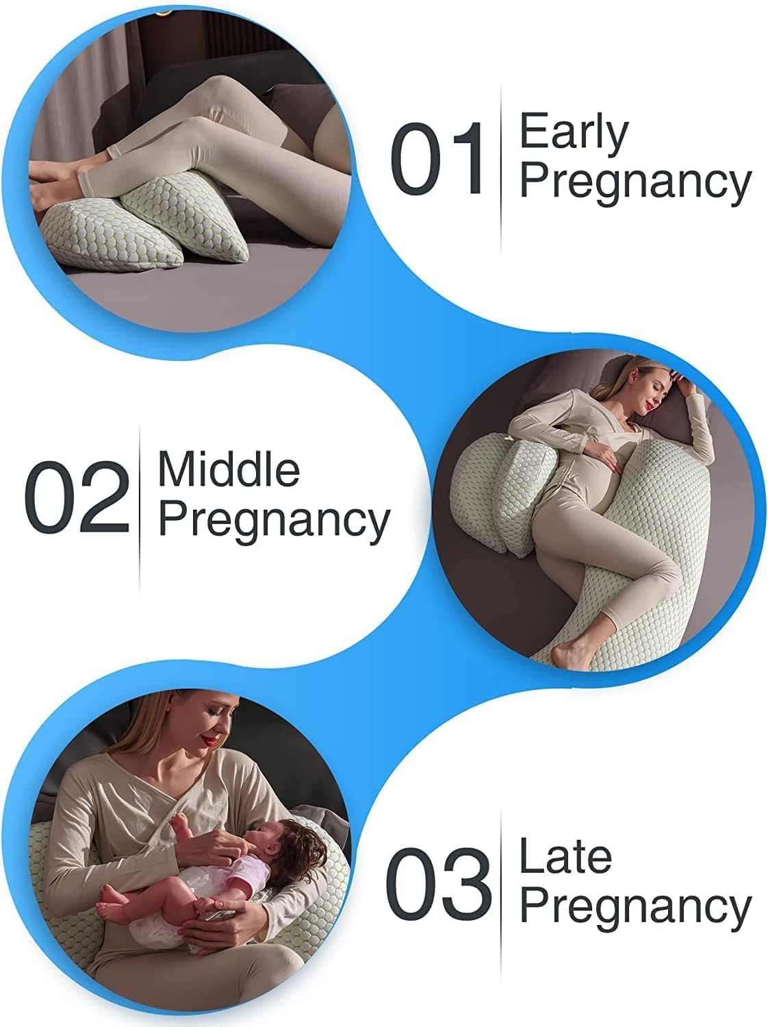 Pregnancy Pillows for Sleeping, Maternity Pillow, Pregnancy Body Pillow Support for Back, Legs, Belly, HIPS of Pregnant Women, Detachable and Adjustable with Pillow Cover (Green) image number 2