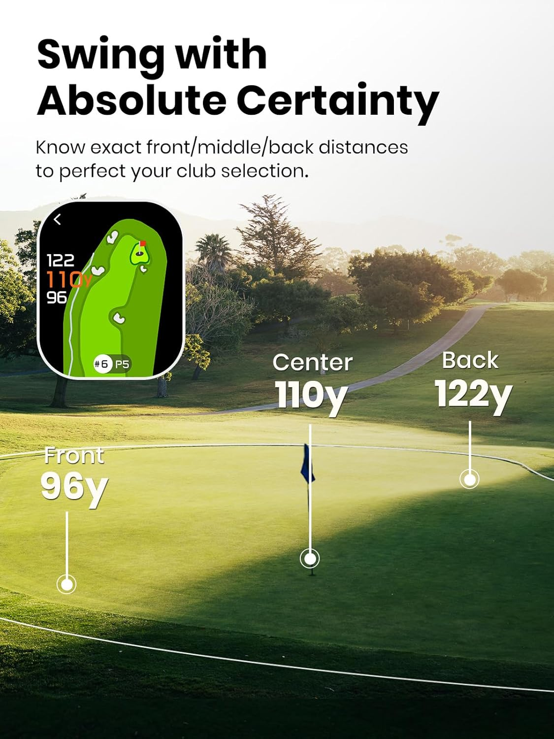 MILESEEY Genepro G1 Touchscreen & GPS Rangefinder with Slope, 43000+ Preloaded Courses, 1300 Yards Laser Range Finder Golf with Red & Green Display, 0.1S Flag Pole Locking Vibration, 6X Magnification image number 4