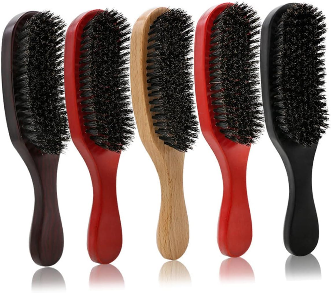 KALLORY Natural Bristles Hair Brush Beech Wood Comb for Women Ergonomic Wood Handle Large Curved Anti-Static Detangling Comb Massage Hair Care and Styling Tool image number 6