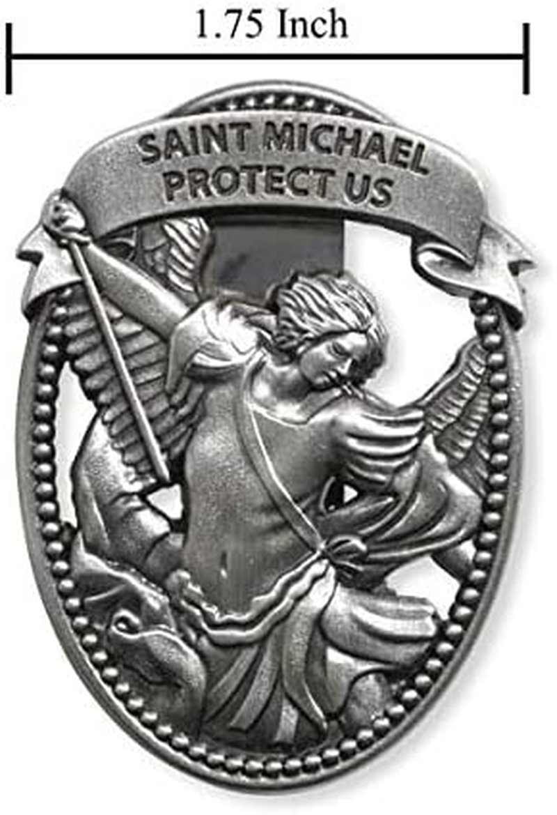 Archangel Saint Michael Protect Us 2 1/4 Zinc Alloy Visor Clip image number 6