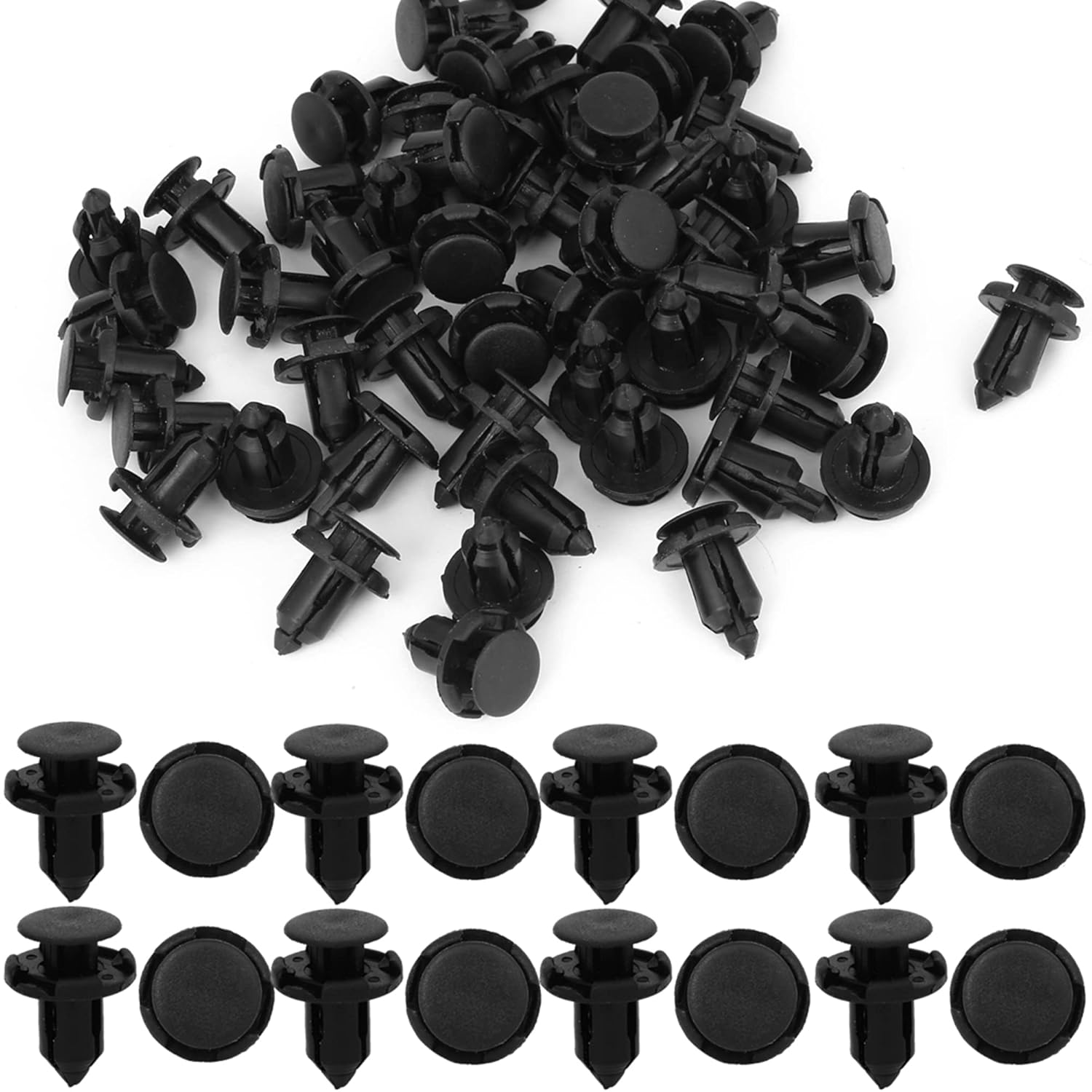 Uxcell 50Pcs 9Mm Hole Retainer Clips Plastic Drive Rivets Flaps Bumper Push Clips for Honda image number 1