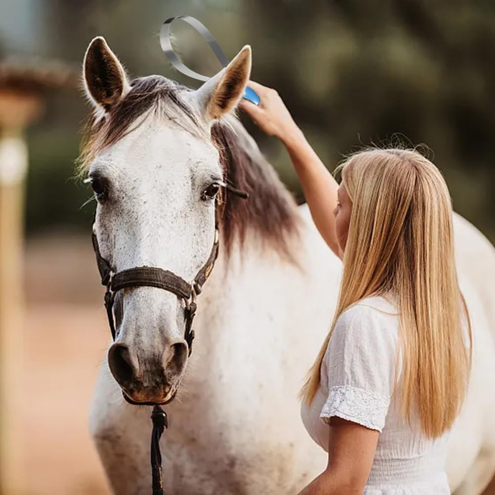 Dual Sided Shedding Blade, Dog Deshedding Loop Brush, Pet Dog Soft Touch Grip Handle Shedding Blade Cat Dual Sided Shedding Blade Dog Hair Brush Horse Shedding Tool image number 3