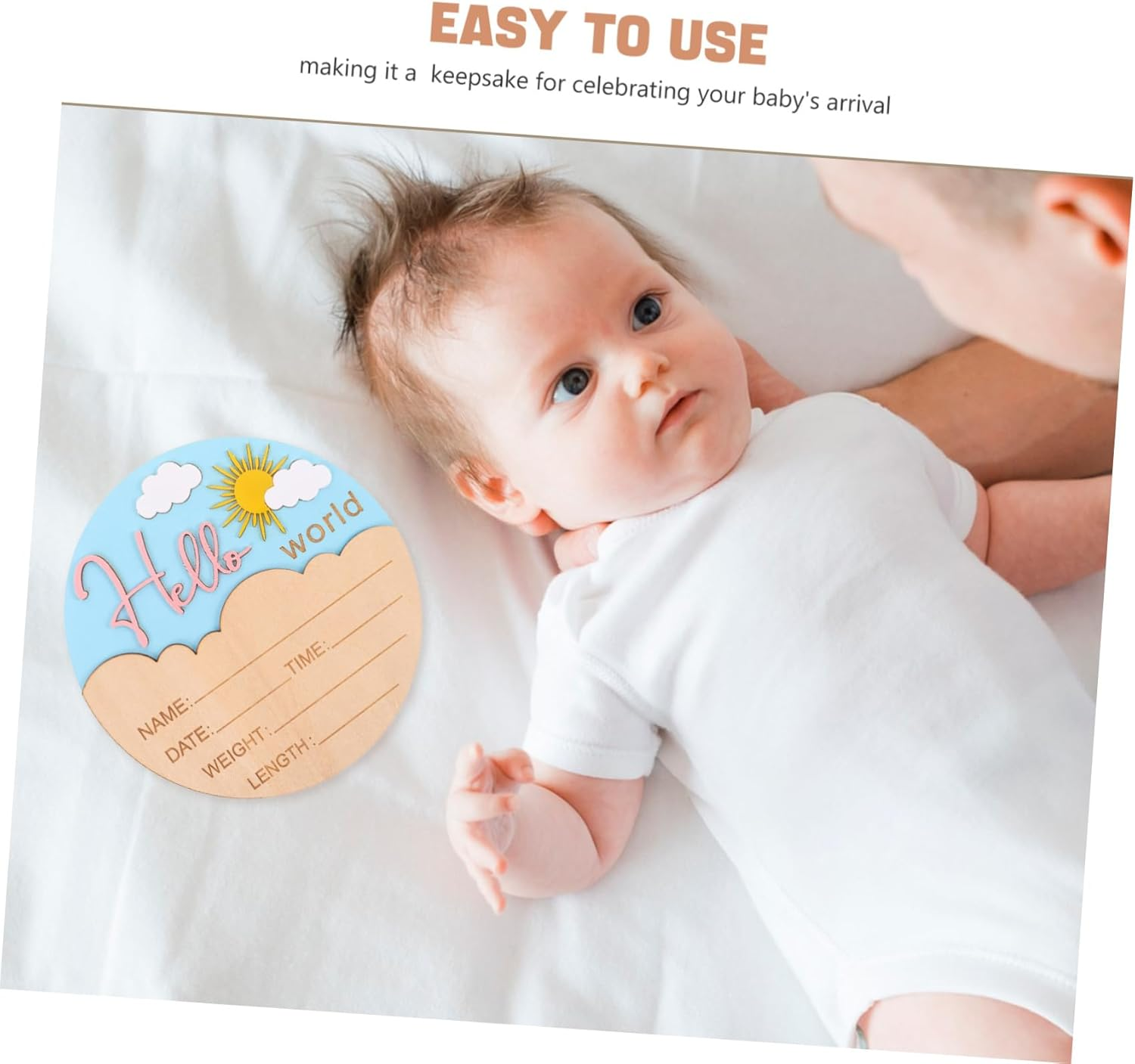 Milisten Elegant Birth Plaque for Newborn Photo Prop Unisex Design for Shower Nursery and Hospital Use Timeless Keepsake for Celebrating Arrival image number 1