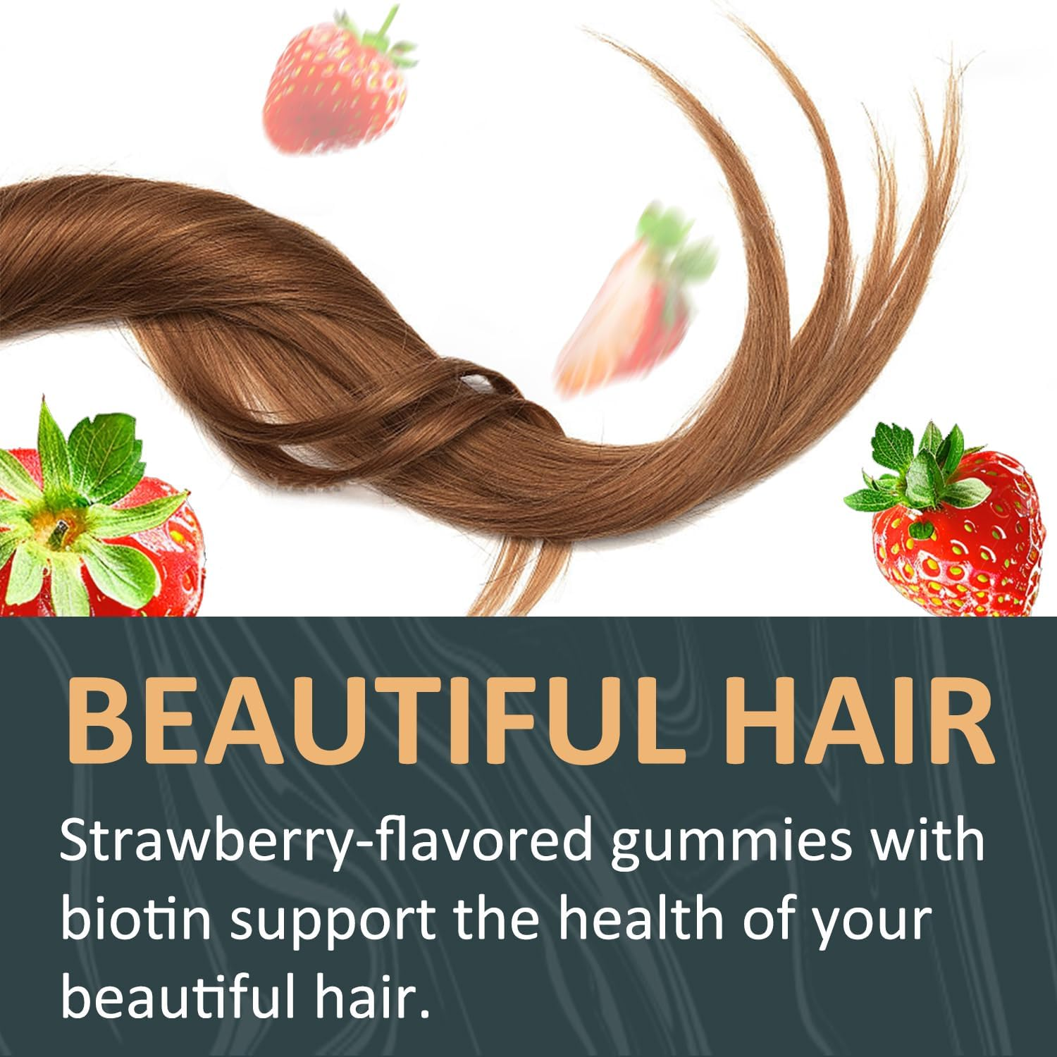 Biotic'S Gain Biotin Gummies, 10000 Mcg, Hair Skin and Nail Support, with Vitamins a C D E B6 B12 and Zinc, Vegan, Sugar Free, 120 Count image number 4