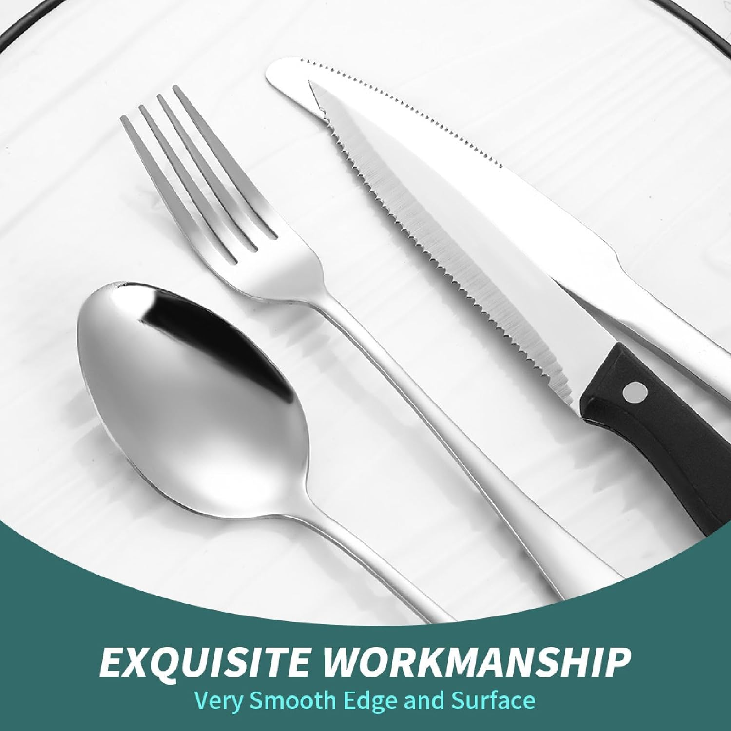 60 Pieces Silverware Sets Service for 10, Premium Stainless Steel Flatware Set,Matte Cutlery Set for Family Gatherings, Hotel, Office Etc Use, Dishwasher Safe image number 6