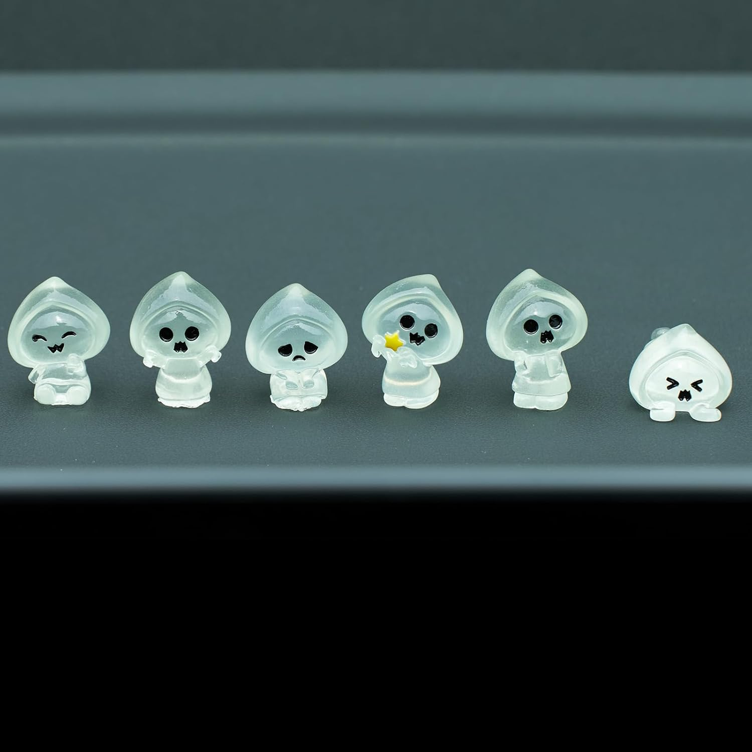 Rislobx Luminous Ghost Car Dashboard Decor, 6PCS Fun Ghost Car Dash Decorations Car Rear View Mirror Ornament Interior Accessories for Home Office