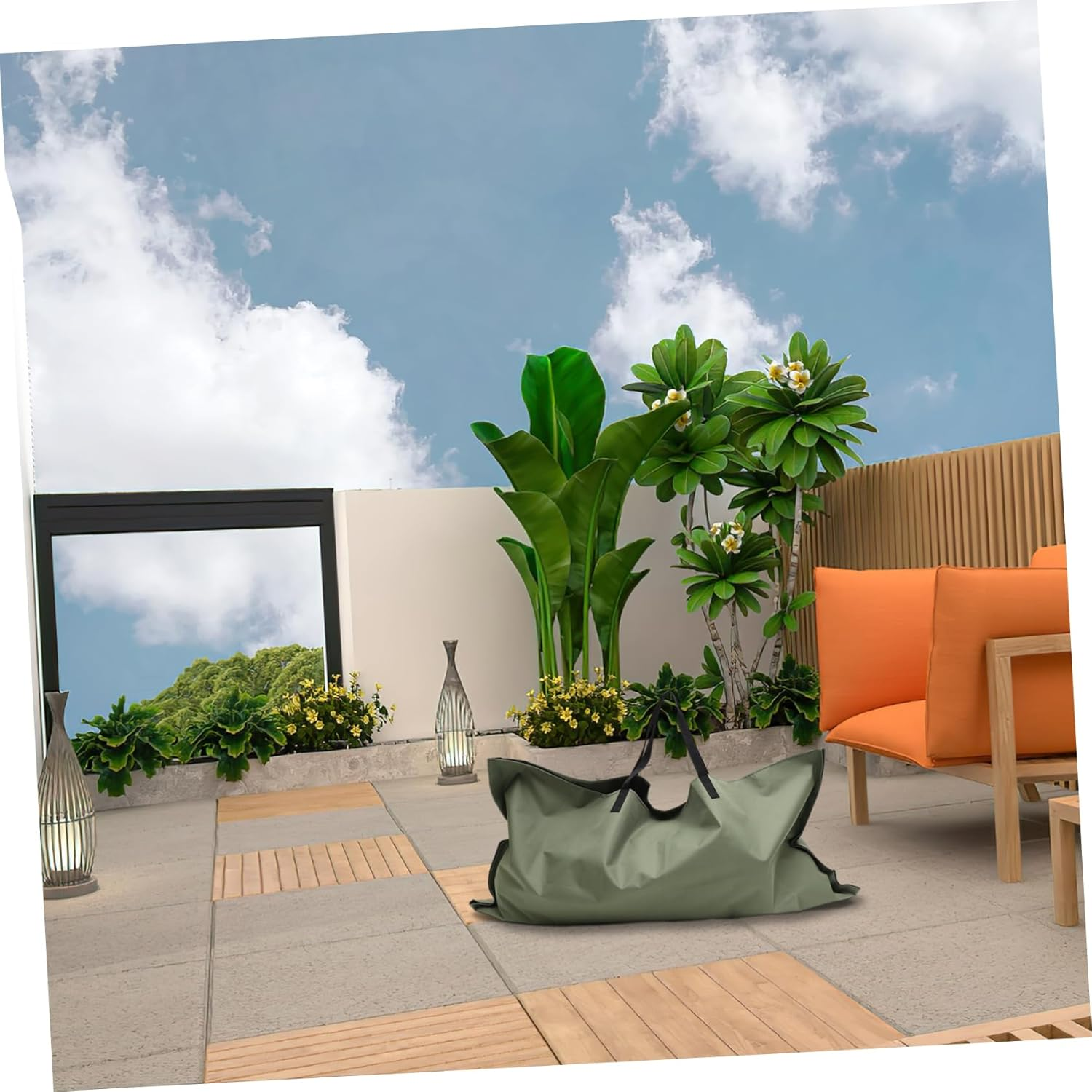 NULYLU Garden Leaf Waste Bag for Fallen Leaves and Lawn Clippings Portable Trash Container Handle Storage Pouch for Cleanup and Gardening Supply