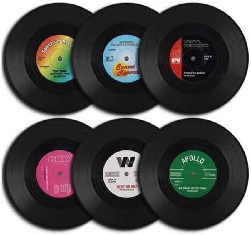 6X Vinyl Cd Cup Pad Drinks Mat Vintage Record Groovy Disk Coasters Table Placemat, 10.5Cm Diameter image number 6