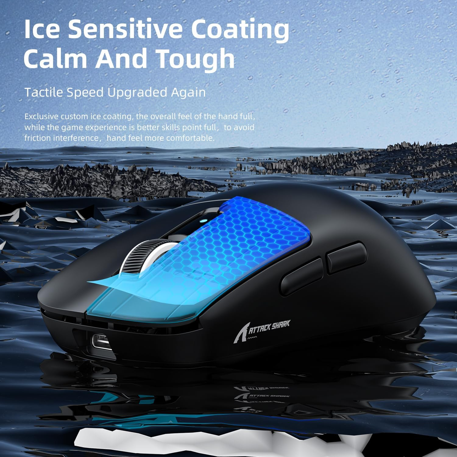 MAMBASNAKE X Attack Shark R6 Superlight Mouse, Pixart PAW3950MAX Gaming Sensor, Wireless 8K Mouse, MCU Nodic 52840, Bt/2.4G/Wired Gaming Mouse, Adjustable DPI 42000, for Win11/Xbox/Ps/Mac - Black image number 6