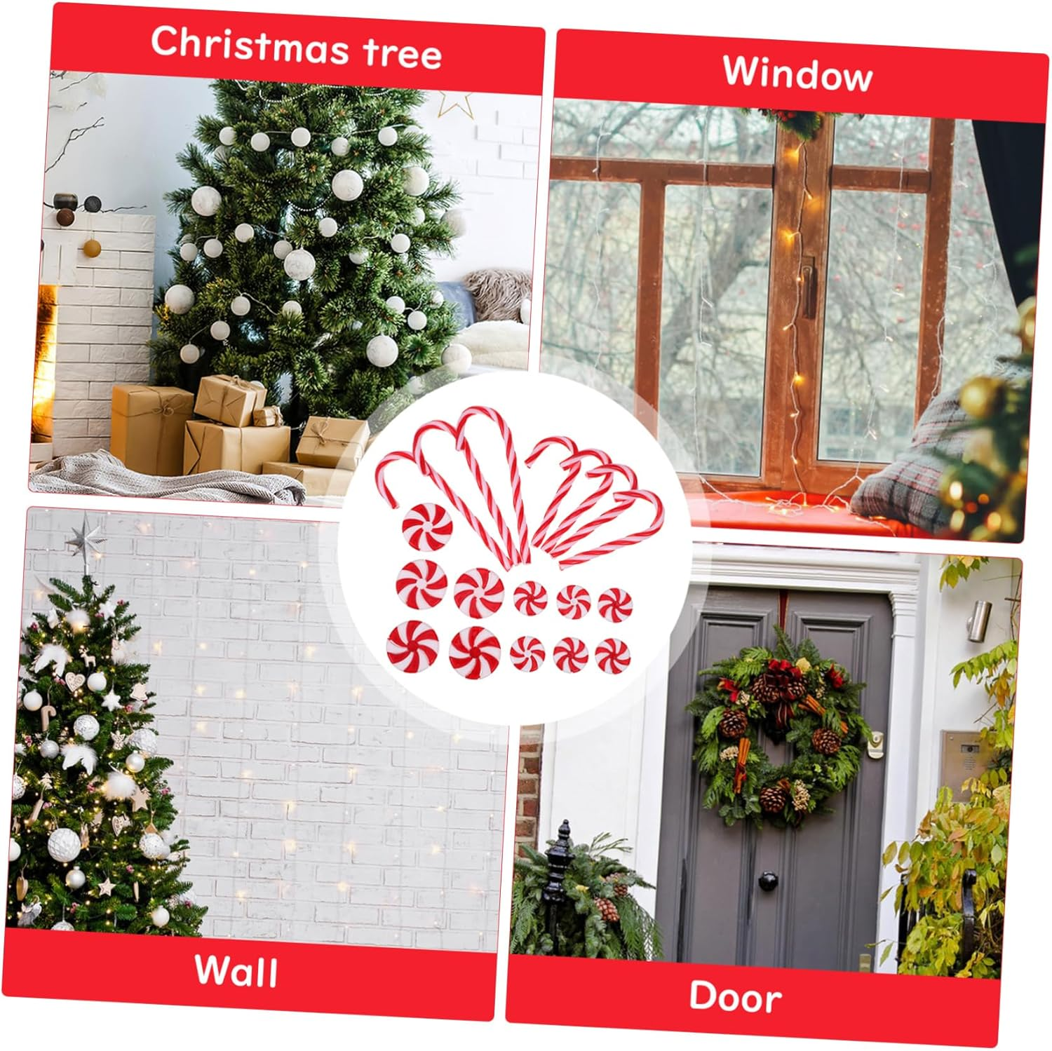 60Pcs Candy Decorations Christmas Tree Candy Ornaments Winter Holiday Ceiling Pendant Christmas Sweets Ornaments Candy Cane Decoration Candy Cane Acrylic image number 6