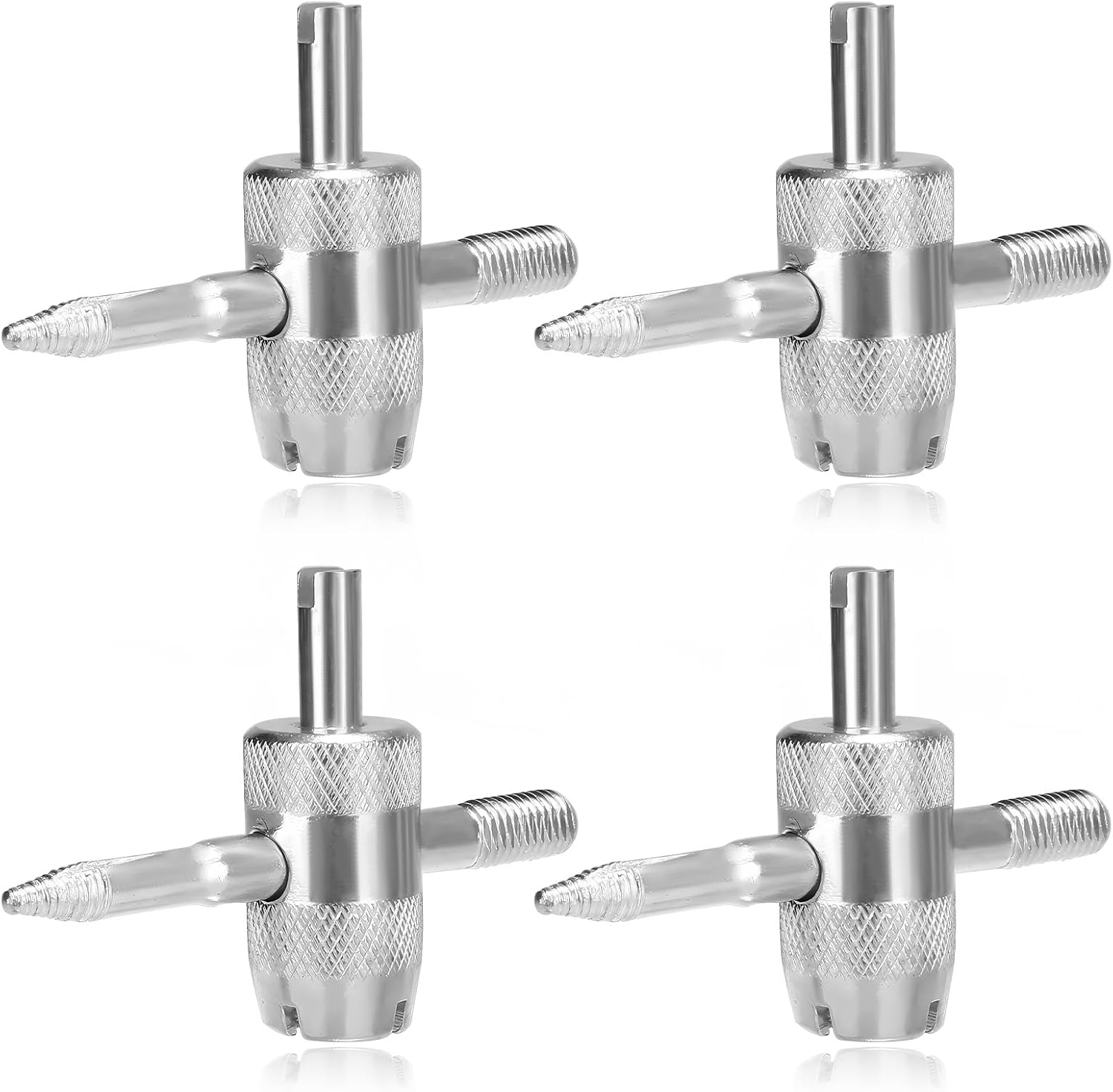 2PCS 4-Way Valve Core Tool Tire Valve Tools, 4-In-1 Tyre Valve Core Tool Tire Stem Core Wrench, Multifunctional Valve Stem Remover Tire Repair Tool for Car Motorcycle Bicycle