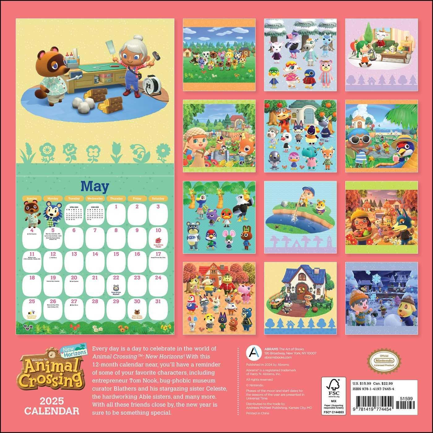 Animal Crossing: New Horizons 2025 Wall Calendar