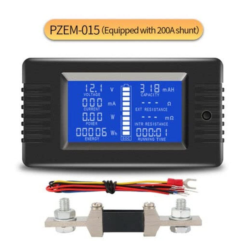 200A LCD Display DC Battery Monitor Meter 200V Voltmeter Amp for RV System