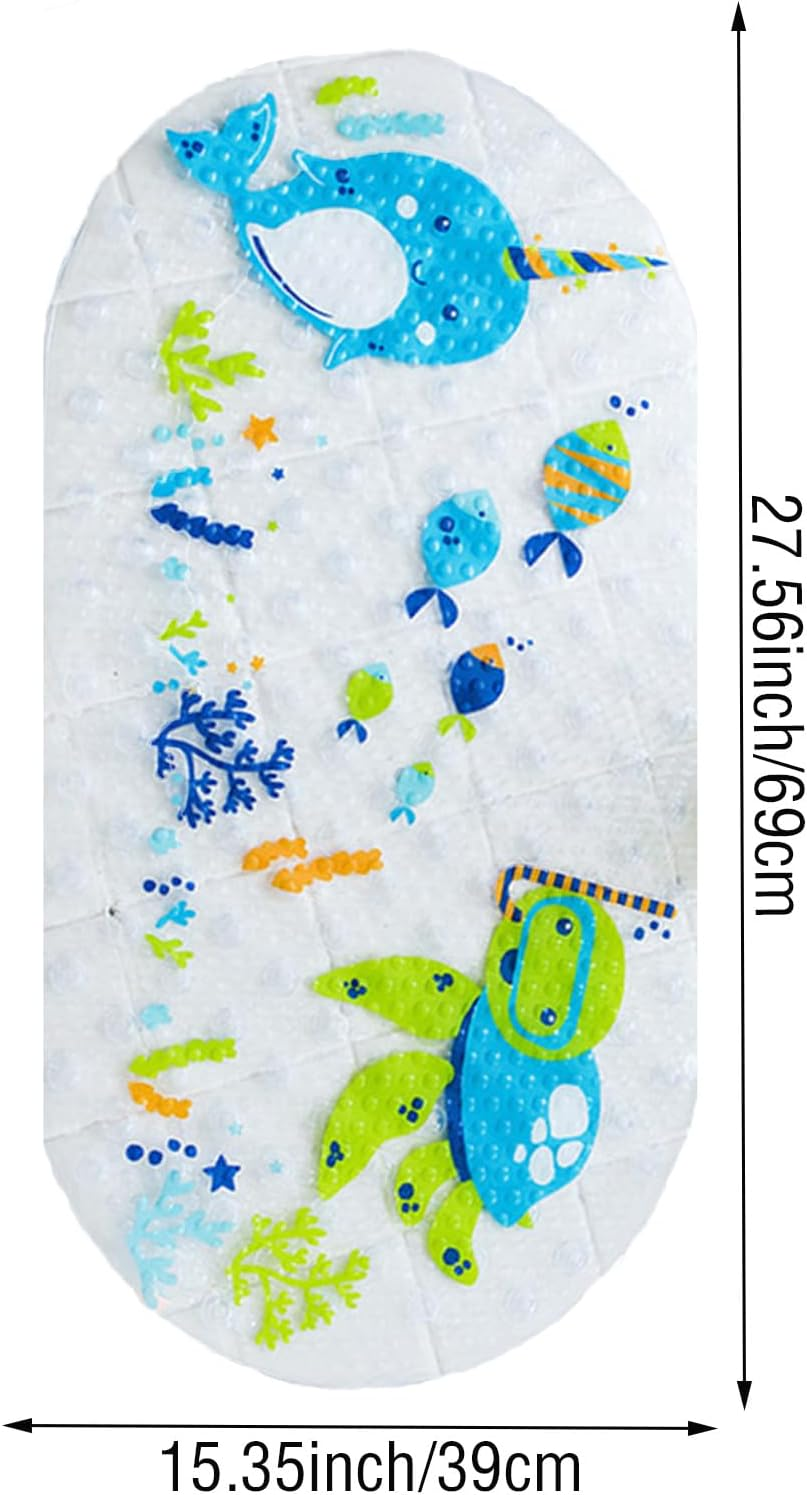 ZHIGOU Cartoon Kids Non-Slip Bathtub Mat - 27.56X15.35 Inch Kids Baby Bath Mat, Soft Toddler Floor Mat, Suitable for Boys and Girls, Machine Washable (Underwater World) image number 3