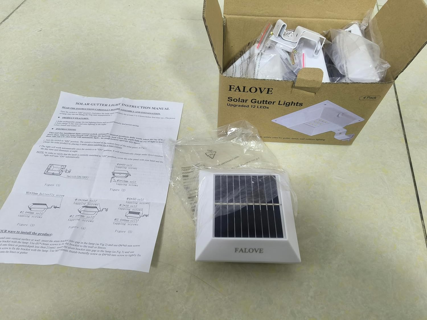 4 Pack White Solar Powered Gutter Lights Outdoor Decorative Waterproof 12 Leds Yard Lamp for Lighting Fence, Railing, outside Wall, Deck, Garden, Path, Backyard, Walkway, Patio, Holeless Installation image number 5