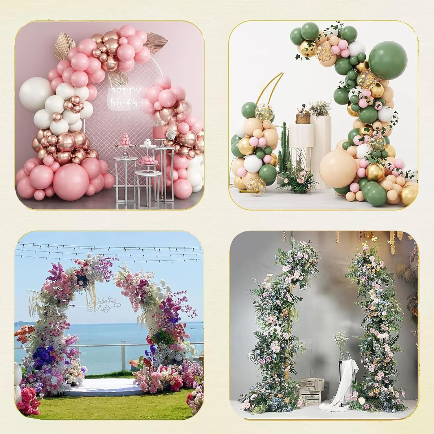 Set of 2 Curved Large Gold Metal Wedding Arch Backdrop Stands (1.8M & 2.1M), Open Wedding Arch Stand for Birthday Party Baby Shower Anniversary Celebration Indoor Outdoor Event Decoration