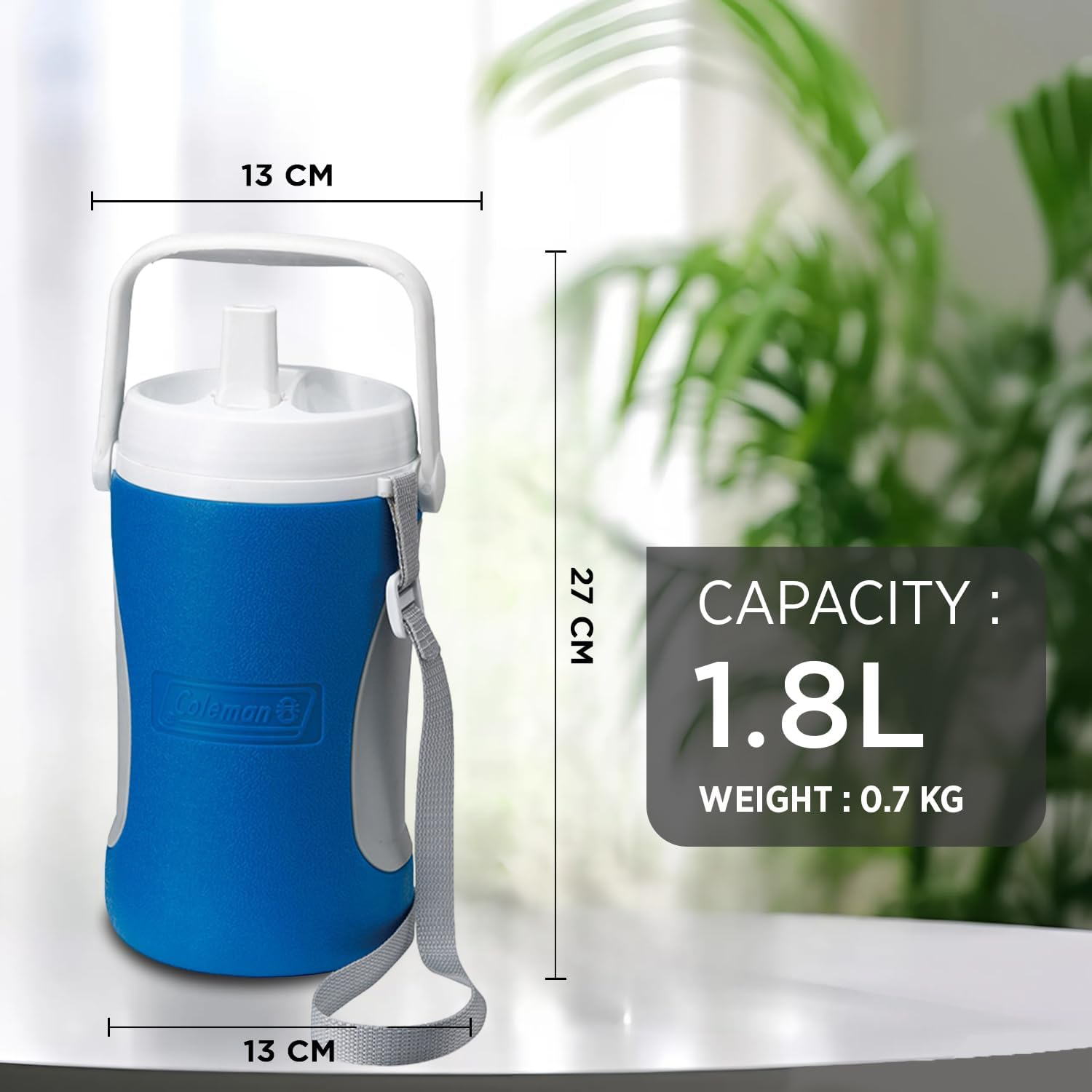 Coleman Performance Cool Bottle 1.8 L Cool Box, 1.8 L, Thermos Flask, Water Dispenser, Cooling Bin for Drinks, Blue, One Size image number 5