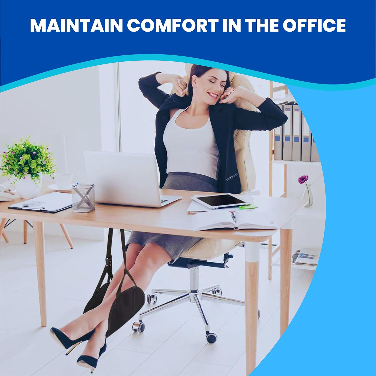 Foot Hammock for Plane or Travel Pillow - Airplane Foot Hammock and Plane Foot Rest - Ultimate Travel Accessories with Sleep Mask and Ear Plugs (One Pack) image number 5