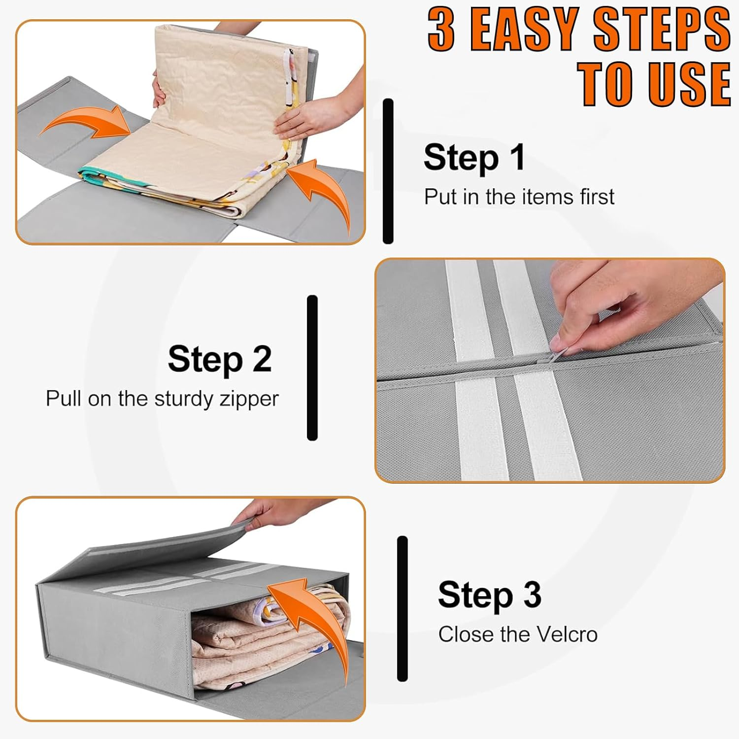 4 Pack Bed Sheet Organisers with Window - Foldable Bedding Linen Organiser for Sheets, Closets, Wardrobe, Home, Space-Saving Storage Solutions - Grey