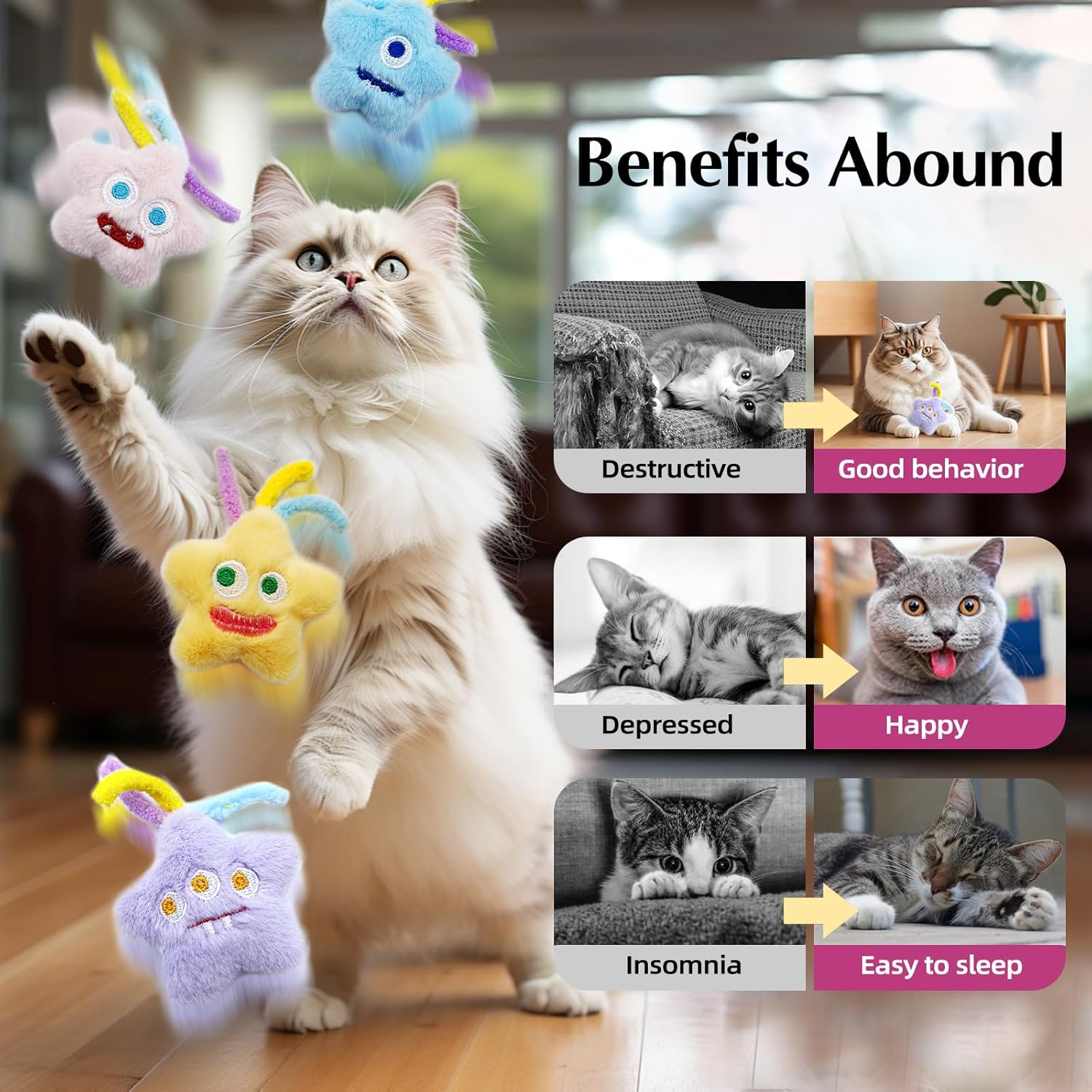 Interactive Sound Cat Chew Toys Indoor Teasing with Catnip to Stimulate Interest (4Pcs) image number 3