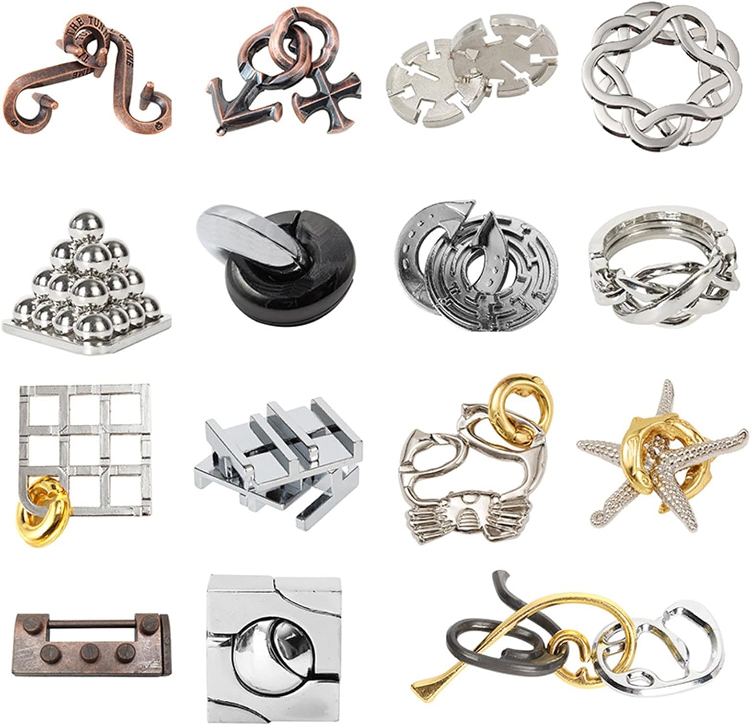 15Pcs/Set Brain Teaser Metal Puzzle Sets, 3D Unlock Interlocking Puzzle, Metal Knot Puzzle Mind Games, Puzzle Switch Games, Adults Educational Toy Gift, Stop Addicted to Mobilephone#2 image number 5