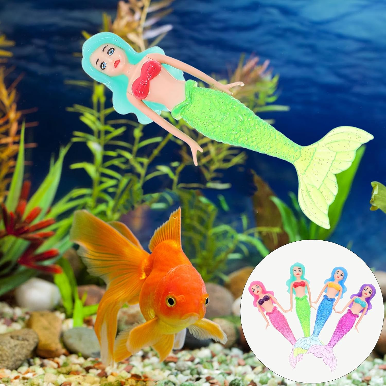 4Pcs Diving Toys Swimming Pool Water Swimming Toys Pool Diving Game Sinking Mermaid Toy Pool Games Pool Toys for Water Toy for Pool Rings for Diving Plastic ERINGOGO image number 2