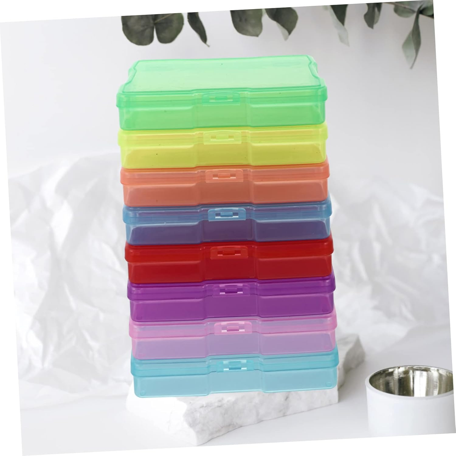 Mipcase 8Pcs Plastic Storage Boxes Photo Storage Container Postcards Organizing Case Multipurpose Jewelry Holder for Home and Office Mixed Colors 4X6 Inches image number 6