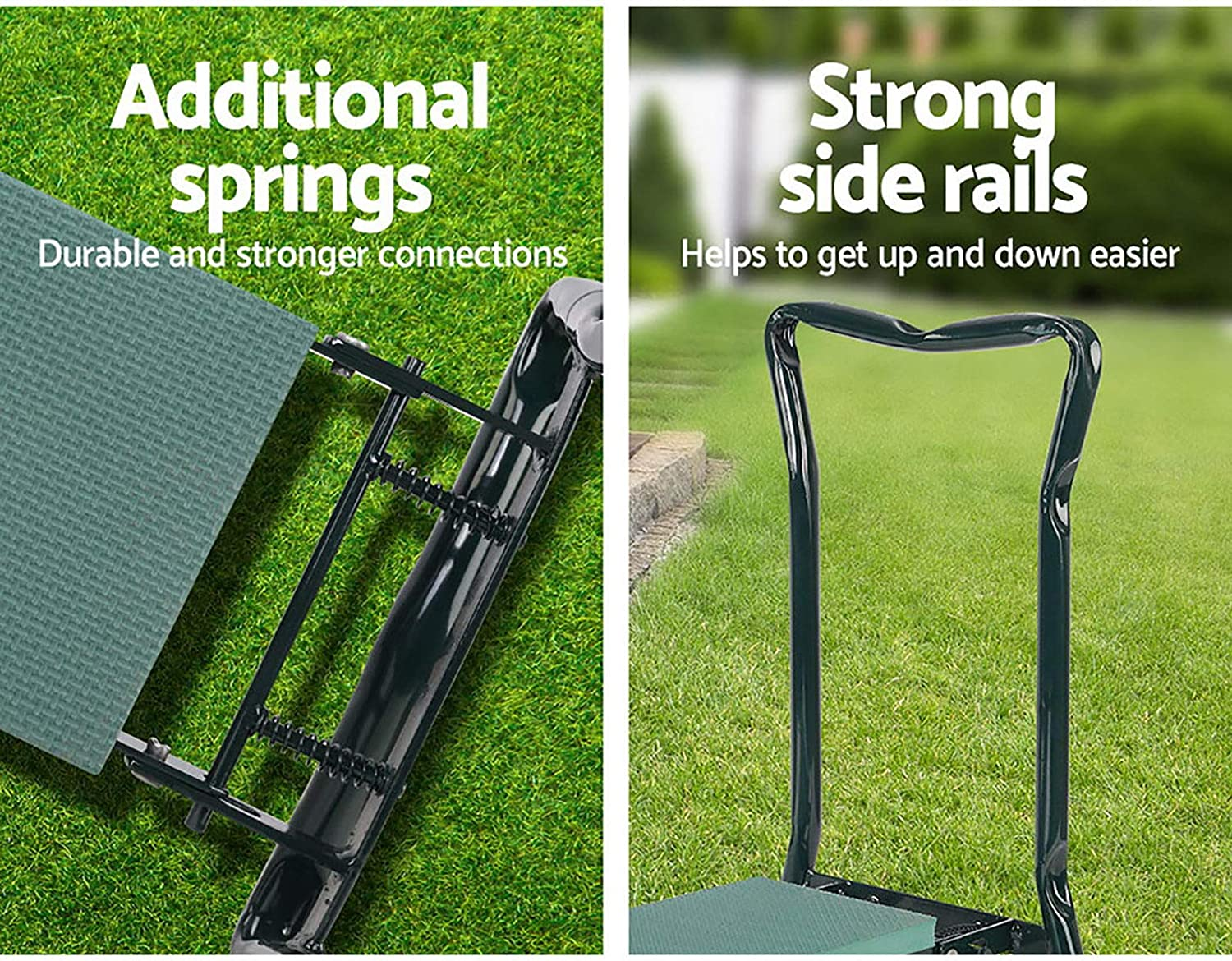 Gardeon Garden Kneeler Seat, Foldable Knee Pads Brace Kneeling Chair Support Bench Stool Outdoor Gardening Supplies, Sturdy Steel Frame 3 in 1 150Kg Capacity Green image number 2