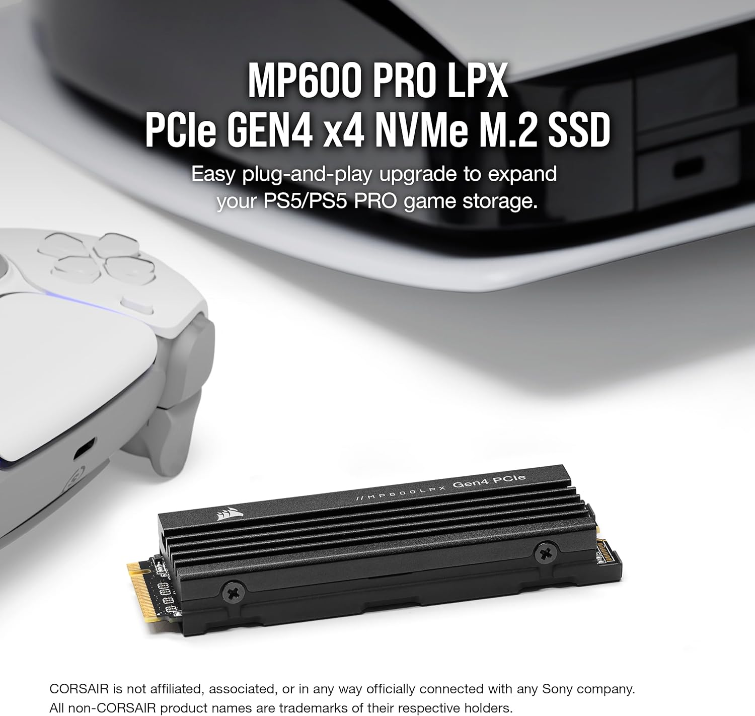 CORSAIR MP600 PRO LPX 2TB M.2 Nvme Pcie X4 Gen4 SSD - Optimised for PS5 (Up to 7,100Mb/Sec Sequential Read & 6,800Mb/Sec Sequential Write Speeds, High-Speed Interface, Compact Form Factor) Black image number 4