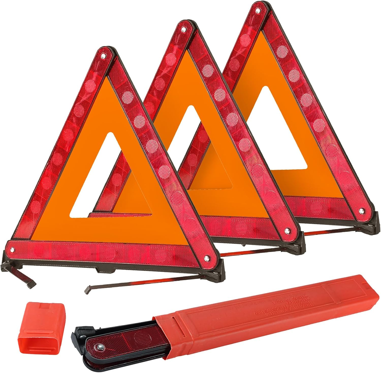 DASBET Emergency Warning Triangles | Roadside Safety Triangle, 3 Pack Foldable Warning Reflective Triangle with Case for Vehicles Breakdown image number 1